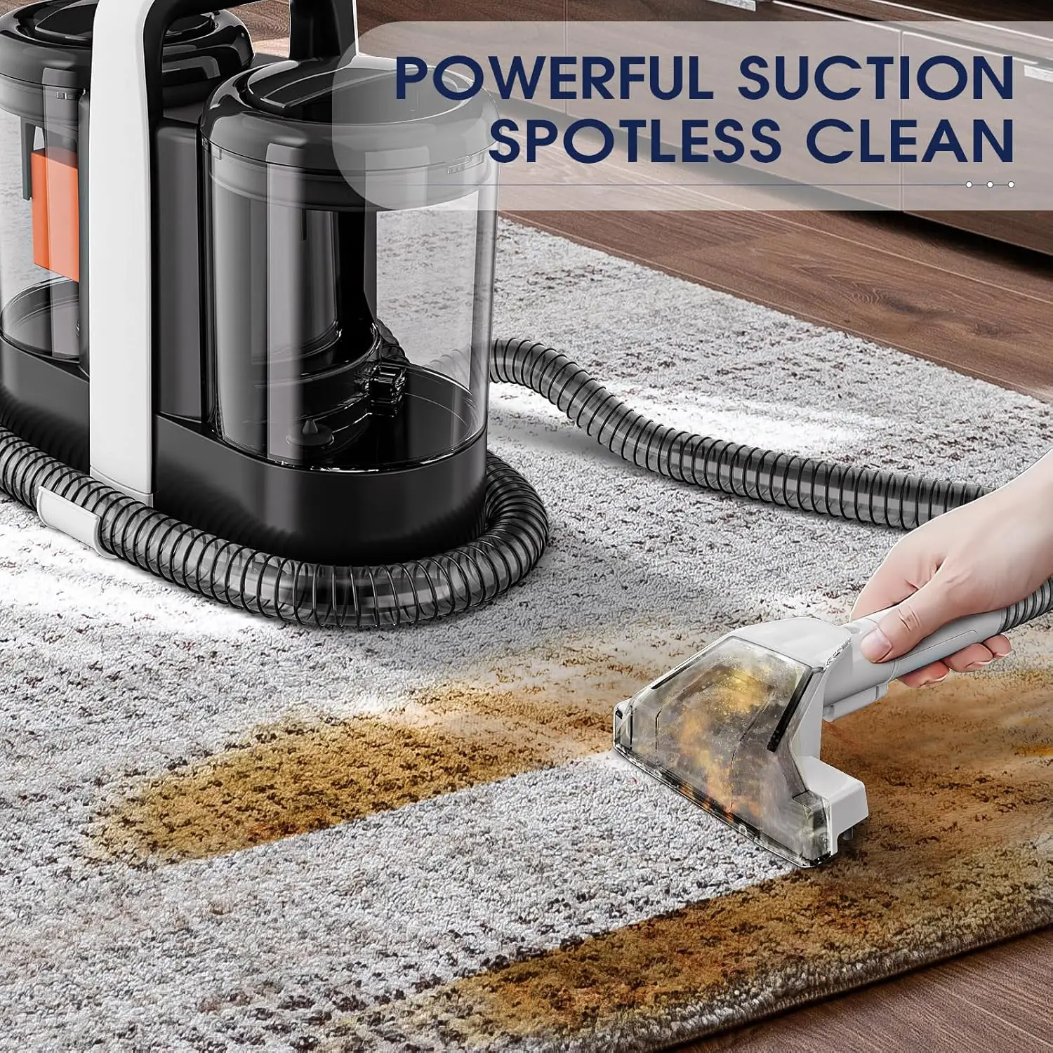 New Portable Carpet Upholstery Cleaner Machine Spot Stain Deep Cleaner 500W motor Powerful Suction With Two-Brush for Pets