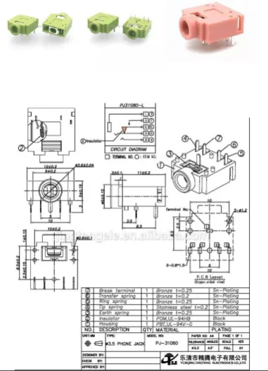 10x 3,5mm Stereo Weibliche Audio Buchse Kopfhörer Jack PJ-31080 Normal Open PCB Panel Montage Stecker 5 Pin PJ-307 Reverse – Detail 1