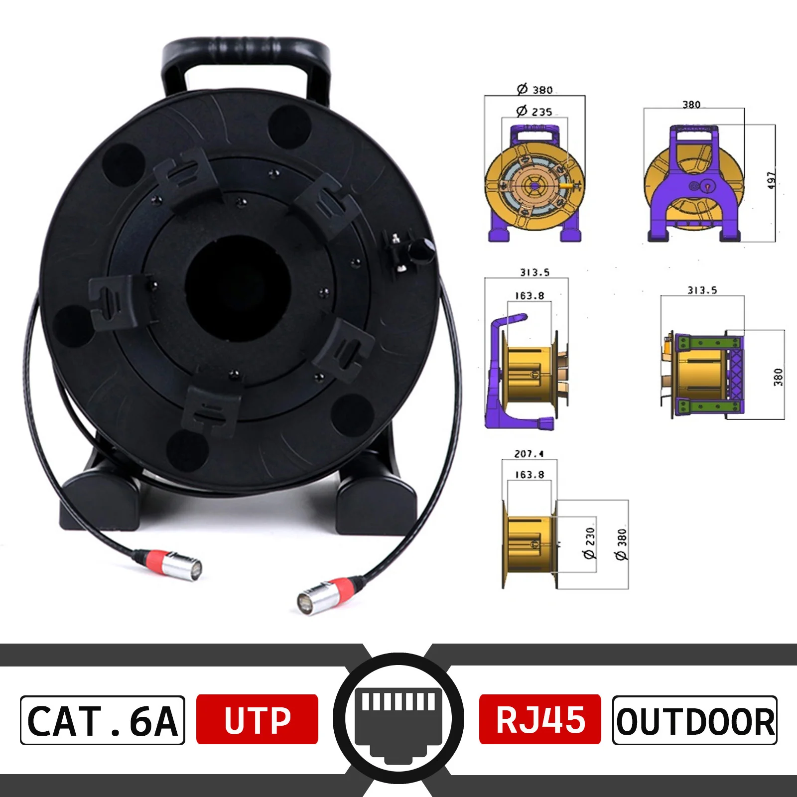 RJ45 Ethernet Cable/Network Cables with Cable PCD380 Reel Drum,Stage UTP/STP RJ45 Cat.5E/Cat.6A Ethercon Extension Cord