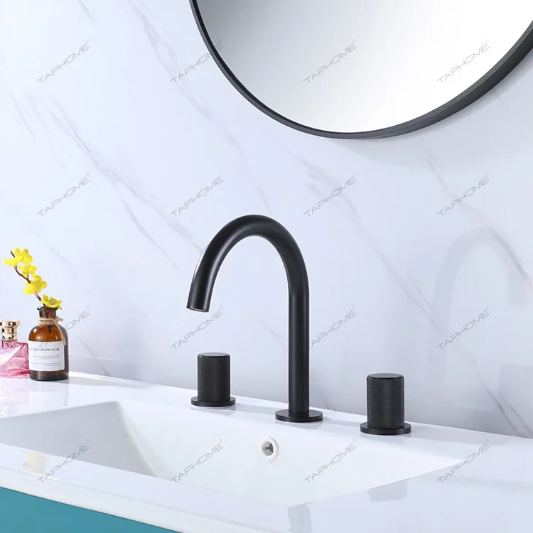 Widespread Basin Faucet Bathroom Sink Crane Brass Hot Cold Brush Gold Black Sink Faucet New Arrival Sink mixer Tap