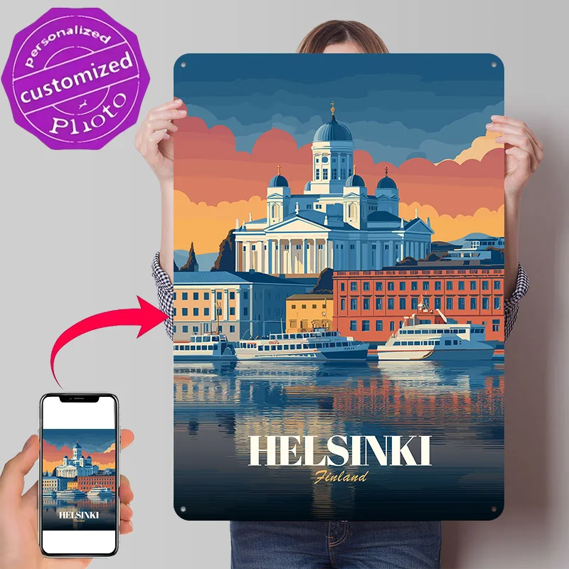 Helsinki Indoor Wall Decoration for Bedroom Home Decorations Office Decor Room Tin Sign Wand Deko Vintage Metal Plate Items Art