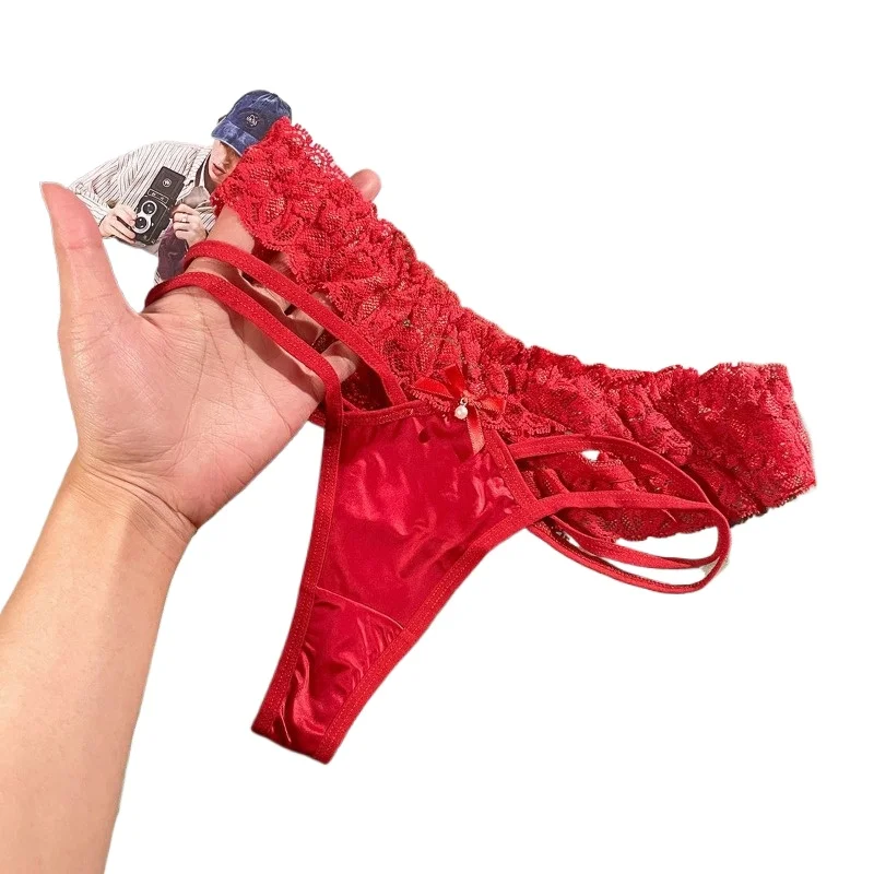 Shorts Smooth  Soft Quick-dry Briefs French Satin Sexy Pure Lust Girl Hollow Thin Strap Hot Briefs Lace Charming Seduction Mood