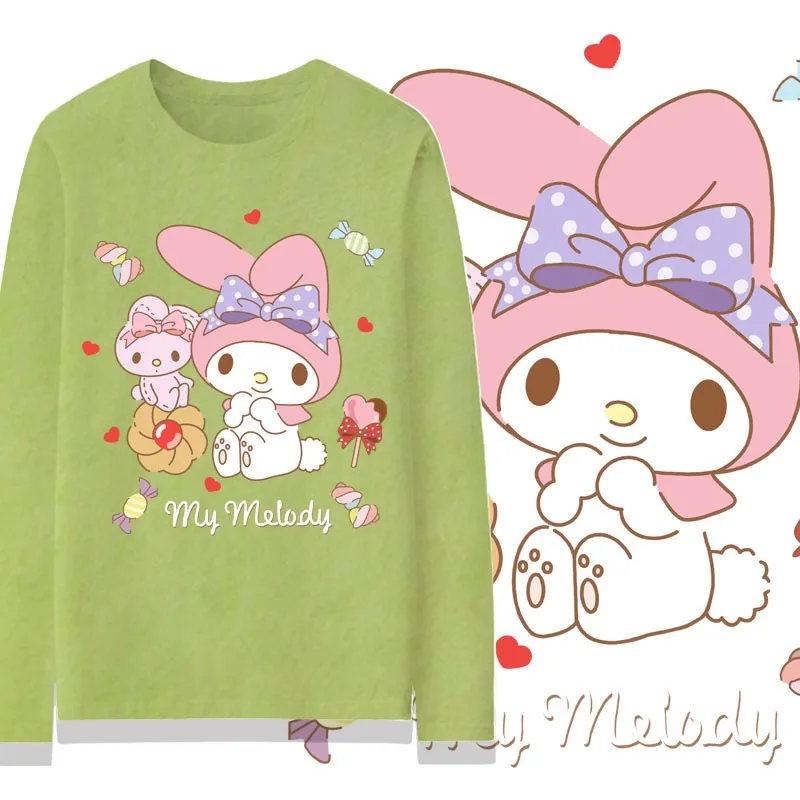 

melody co-branded long sleeve T-shirt Women 2024 new Sanrio autumn cotton girls clothes around