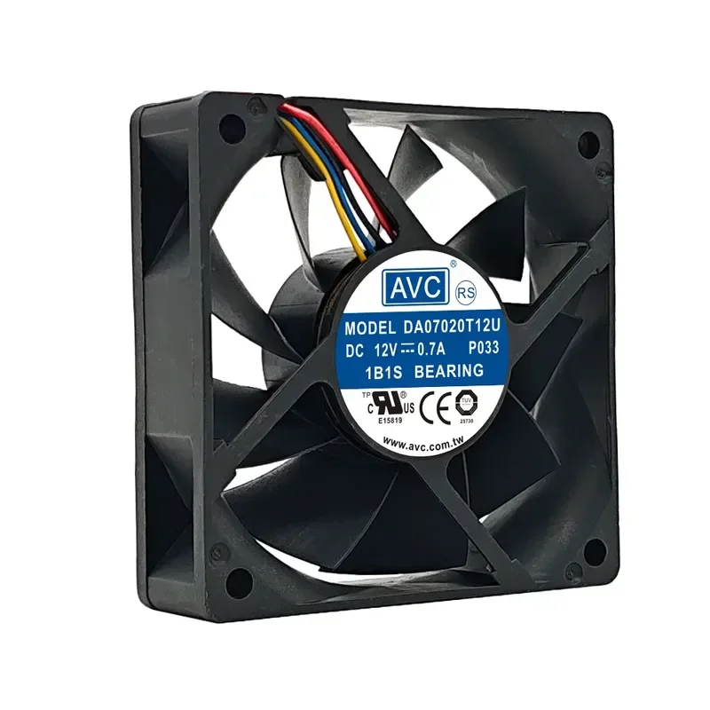 For AVC DA07020T12U 7020 7CM 12V 0.7A 4-Wire Temperature Control CPU Chassis Fan with Large Air Volume