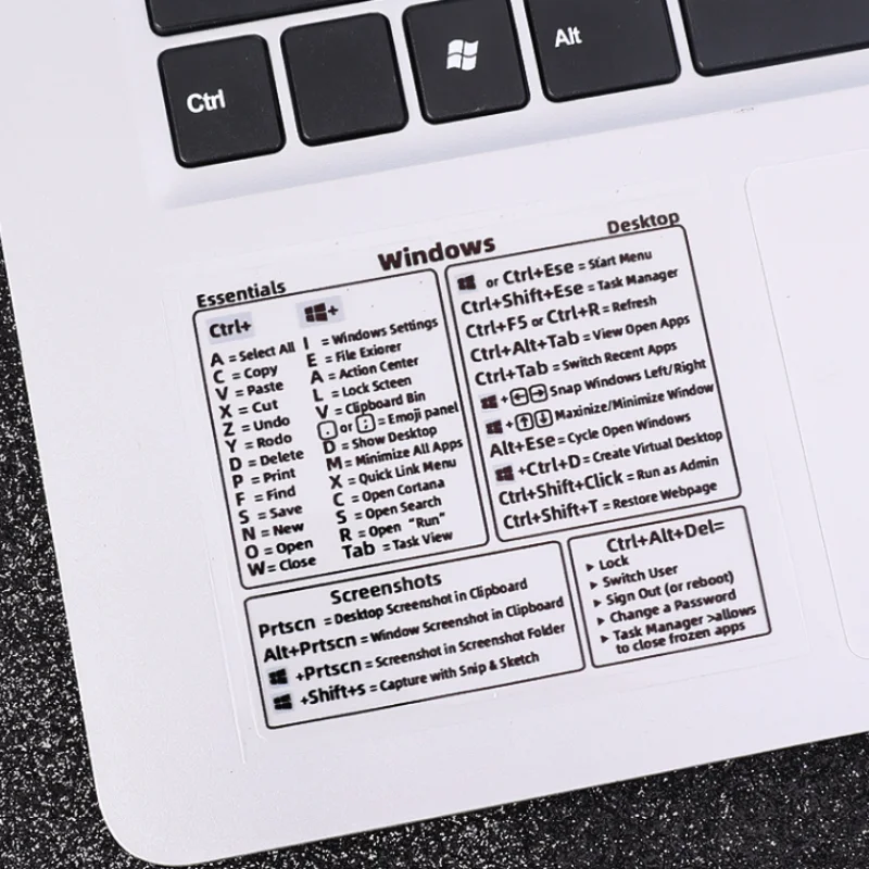 Reference Keyboard Shortcut Sticker for Laptop PC Computer English Sticker for Mac Chromebook Window Photoshop Shortcut Deals