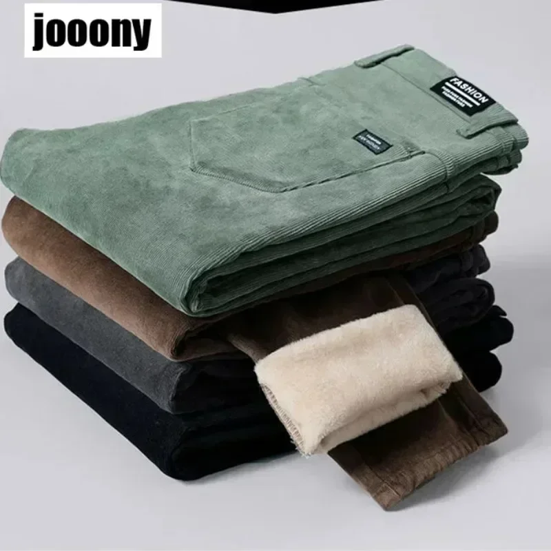 Corduroy Winter Fleece Warme Corduroy Broek Mannen Dikke Casual Business Stretch Fluwelen Broek