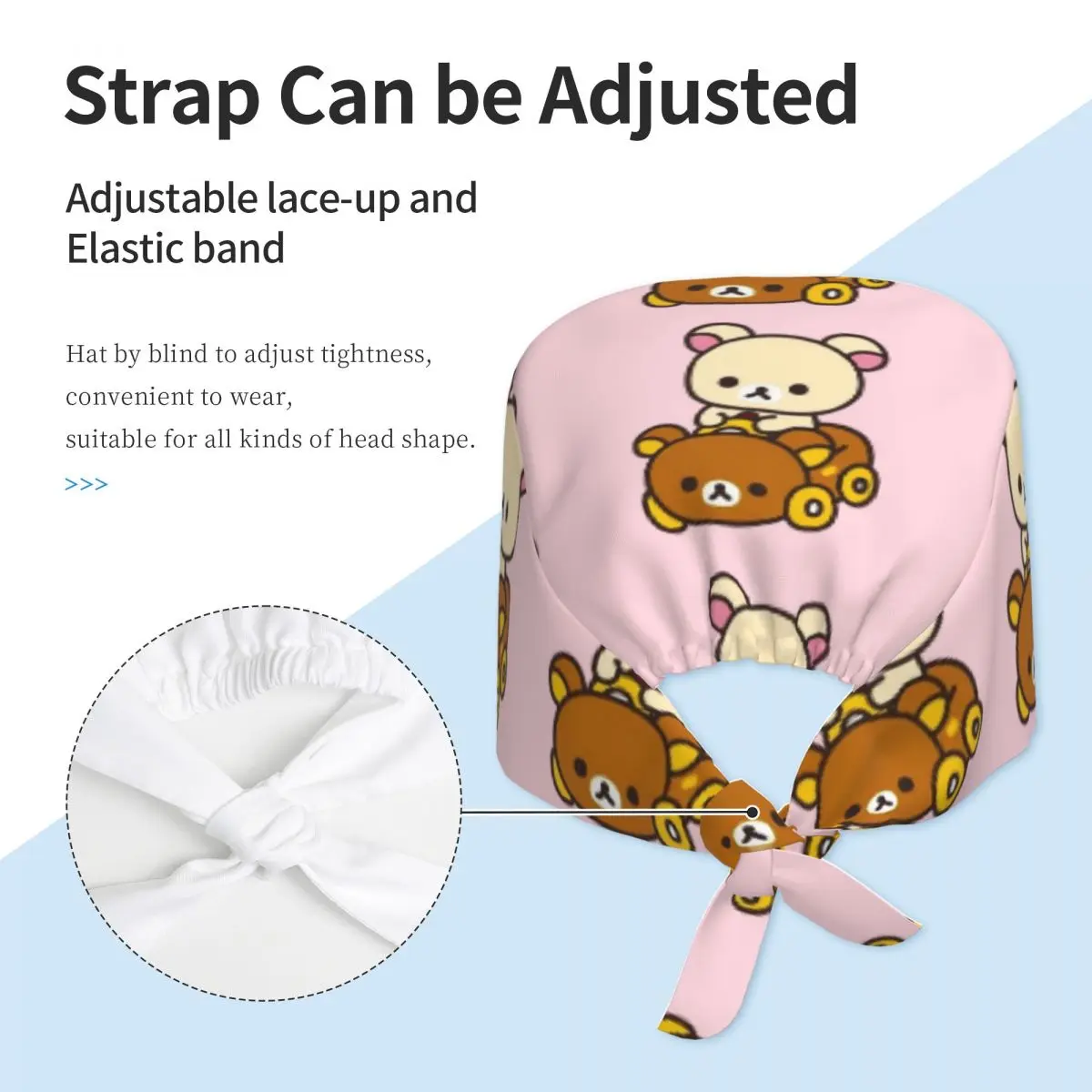 Korilakkuma Driving A Rilakkuma Car Scrub Hat Doctor Working Surgical Cap Unisex Adjustable Nursing Caps for Dentist
