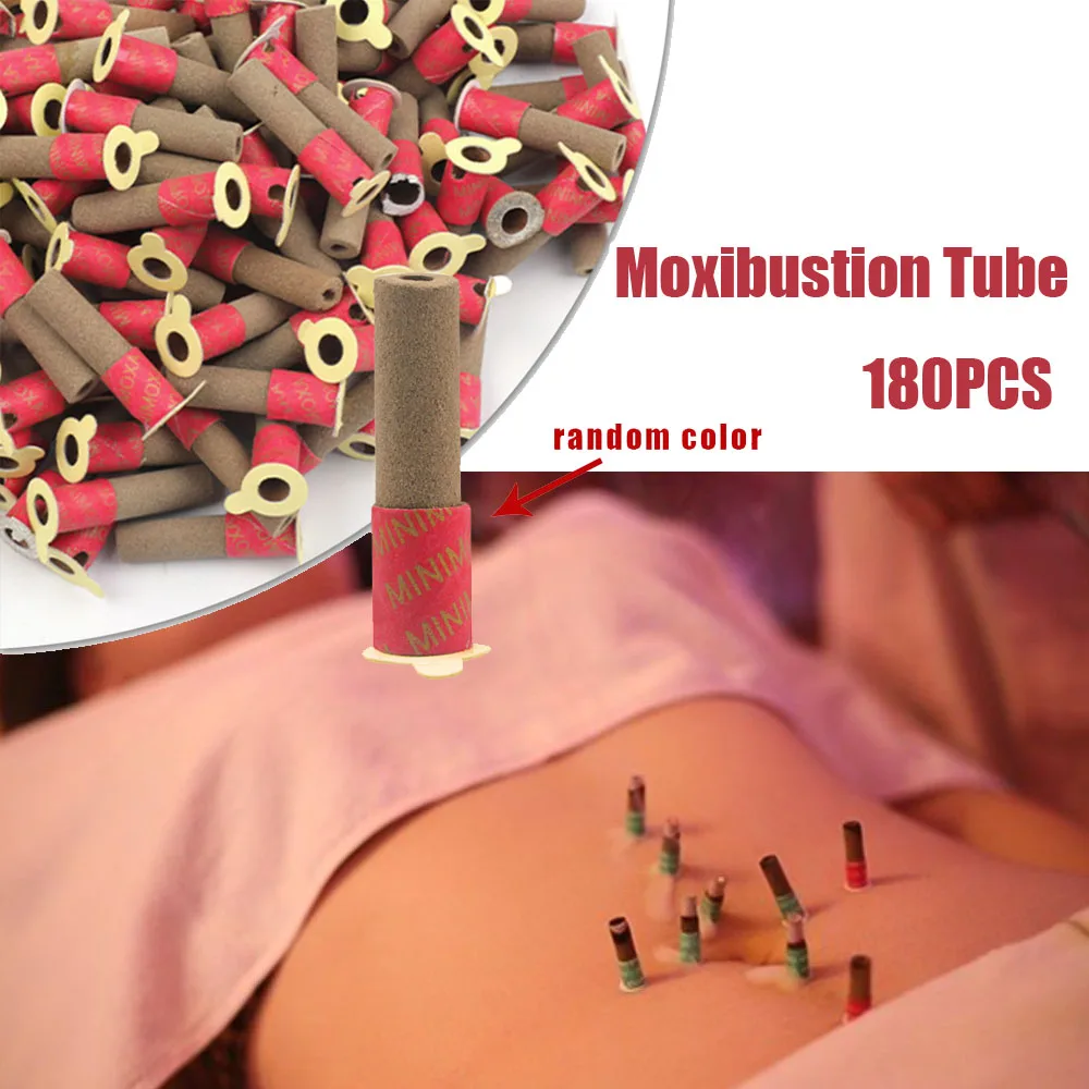 

180Pcs Mini Moxa Self Stick-On Moxibustion Therapy Massage Heating Mugwort Moxa Tube Health Care Acupunture Point Meridian