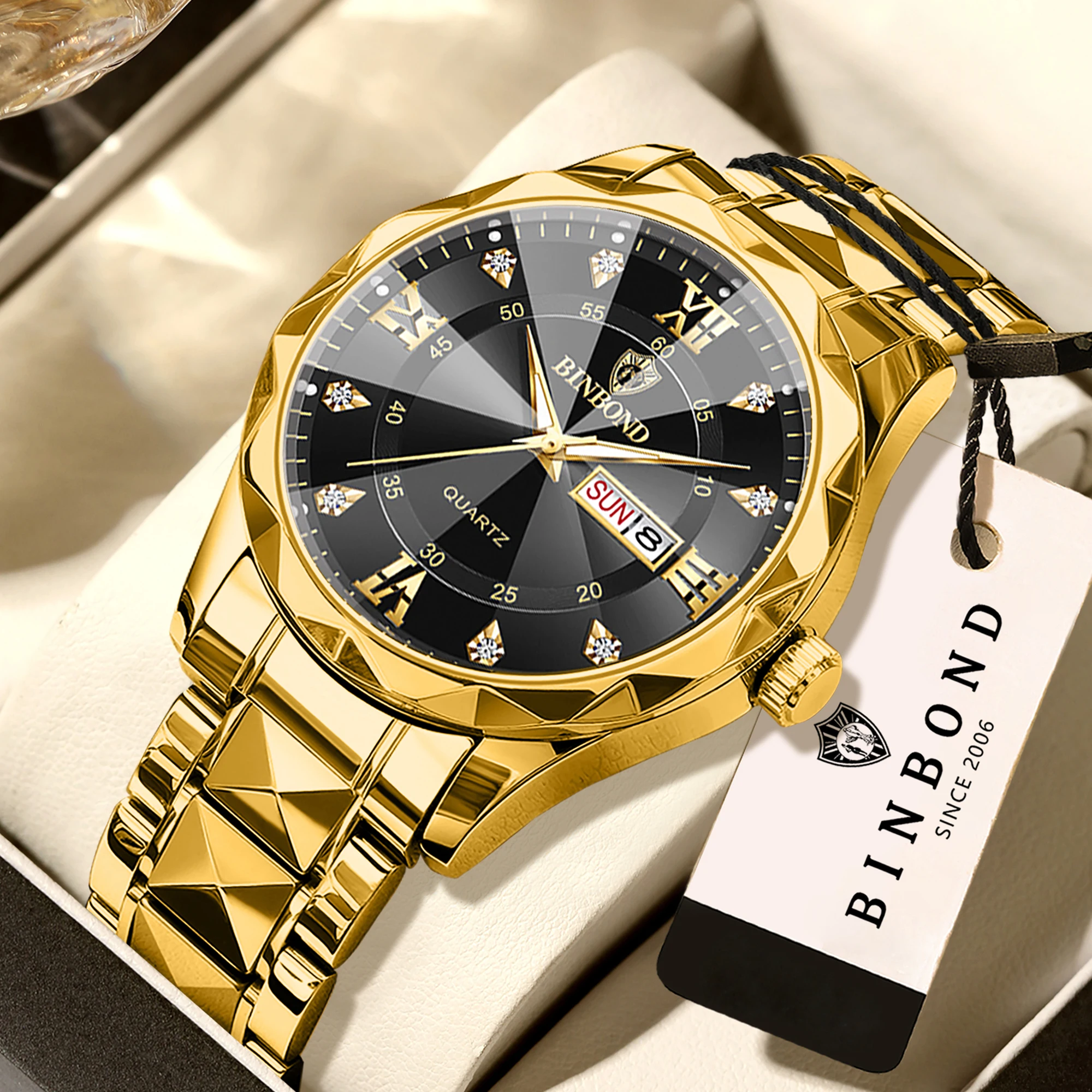 Men's Original Waterproof Quartz Watch with Week Display