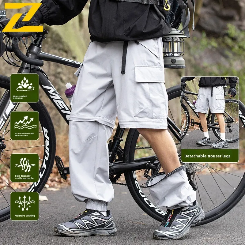 

New Soft Cargo Pants Autumn Men Casual Removable Trouser Legs Outdoor Camping Adventure Comfort Straight Leg Utility Work Pants
