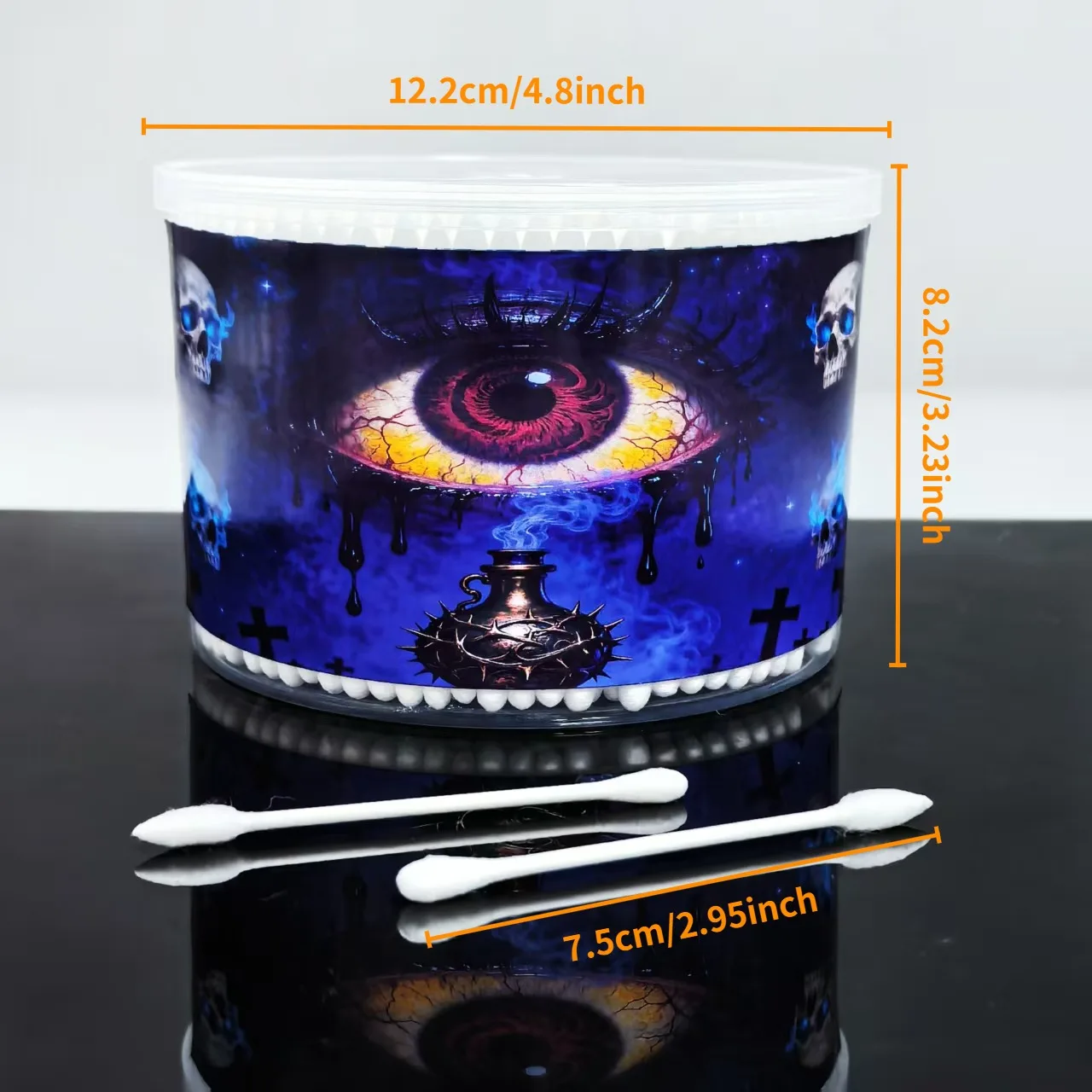 500개입 악마의 눈 모양 양면 면봉, 고딕 다크 스타일 면봉 가정 청소 및 다목적 사용