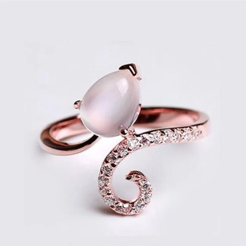 CAOSHI Delicate Lady Graceful Ring for Engagement Ceremony Rose Gold Color Jewelry with Bright Zirconia Elegant Accessories Gift