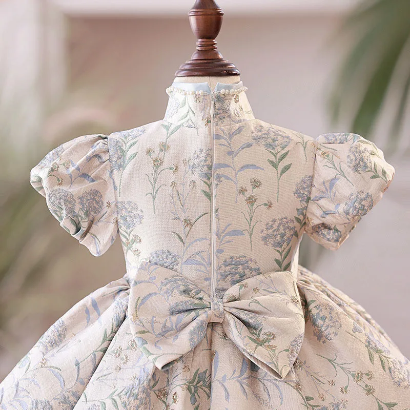 

Банкетное платье для первого дня рождения для девочек, лето 202, детский костюм Тан для празднования дня рождения, высококачественный костюм с цветочным узором для девочек