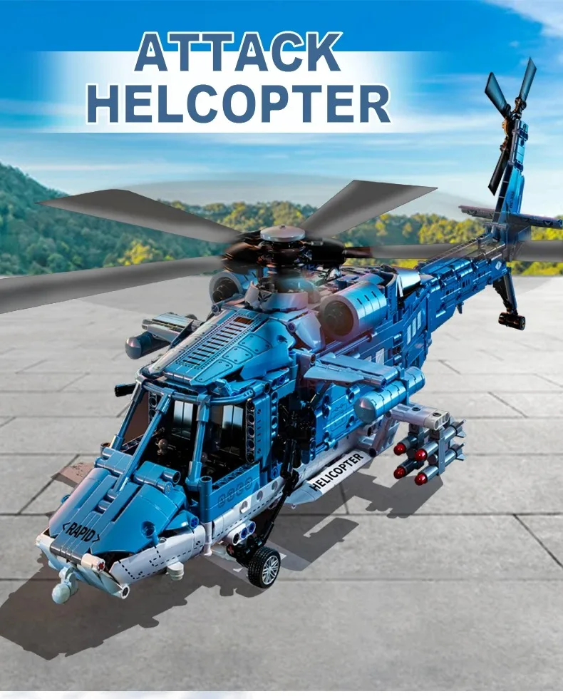 

1711pcs, Helicopter Building Block Set, Desktop Building Block Model Decoration, Suitable as a Holiday Gift