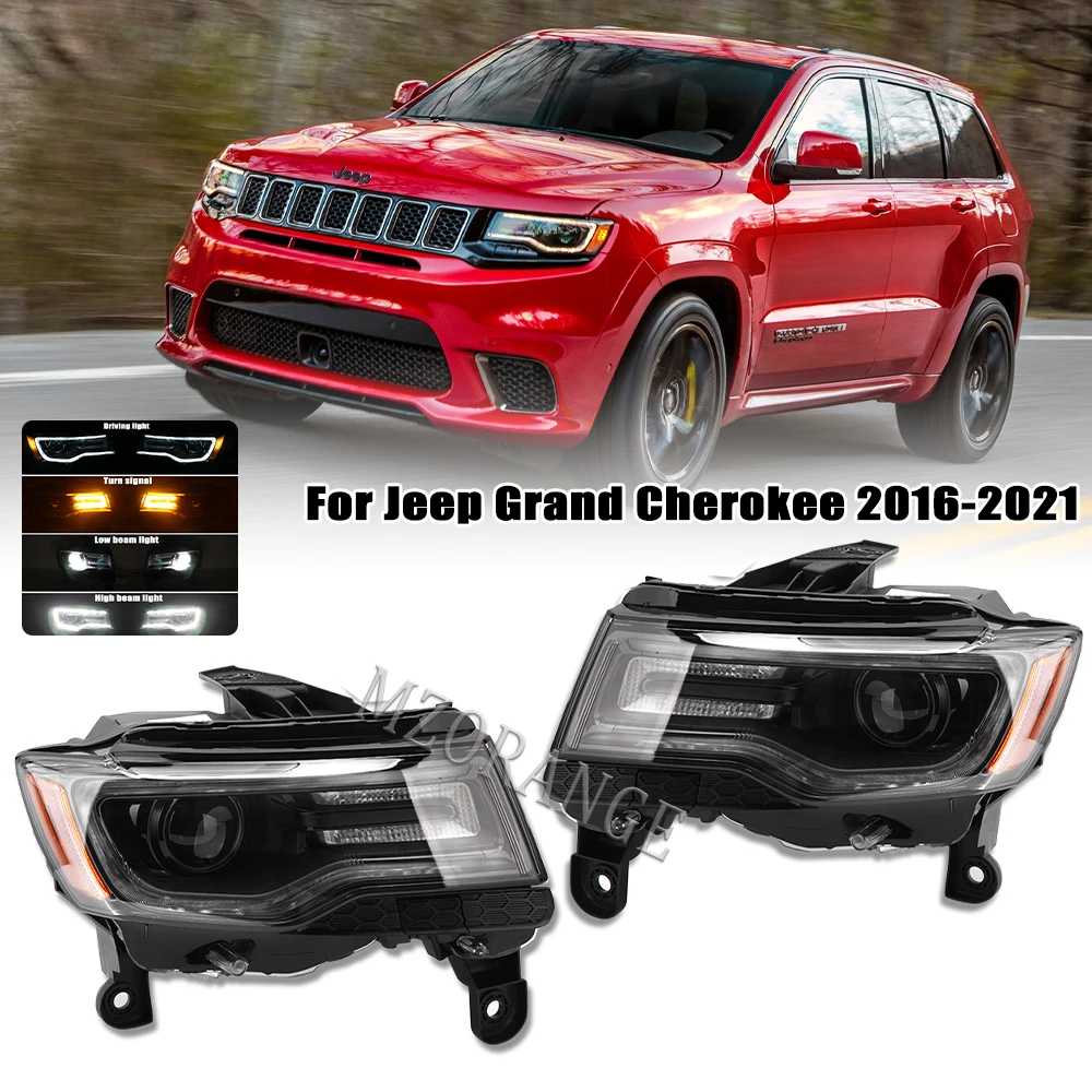 Headlights For Jeep Grand Cherokee 2017-2020 2021 Car HID Xenon Headlight Headlamp DRL Low High Beam Lights Turn Signal light