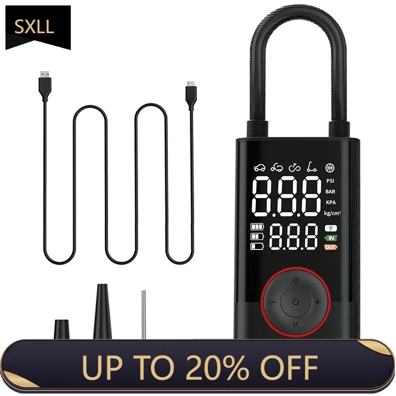 

SXLL Portable Wireless Air Compressor Mini Electric Handheld Tire Inflator Digital Car Tire Inflator Pump Factory Price High In