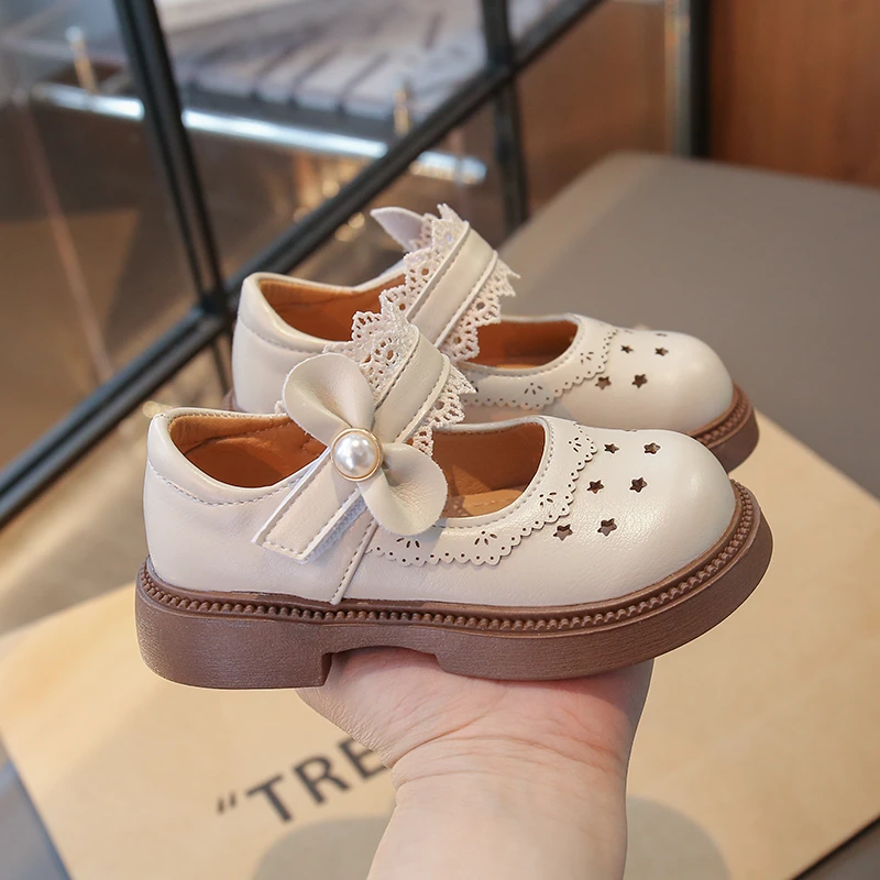 

Детские кожаные туфли для девочек, размеры 23-36, с мягкой подошвой, бежевые, модные, универсальные, для малышей