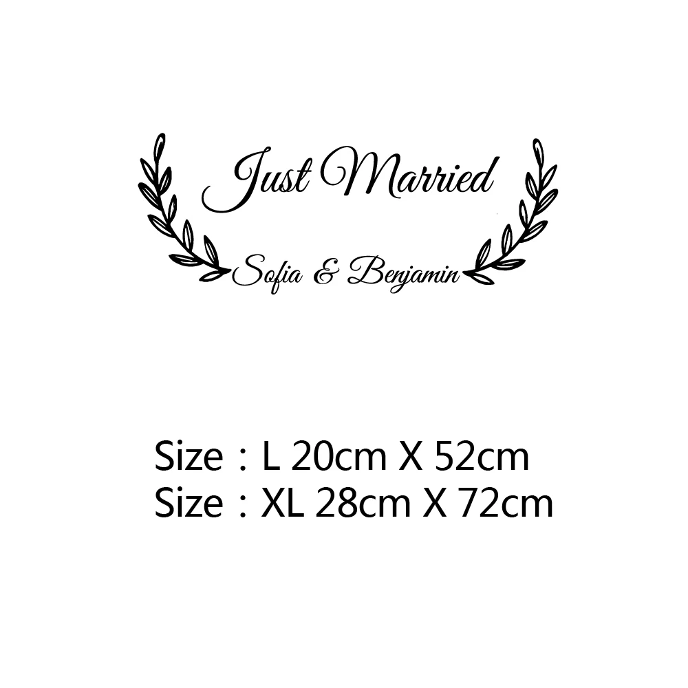 1 PC Just Married Custom Name Wedding Car Decoration Just Married Wall Stickers Wedding Car Window Glass Vinyl Wall art Sticker