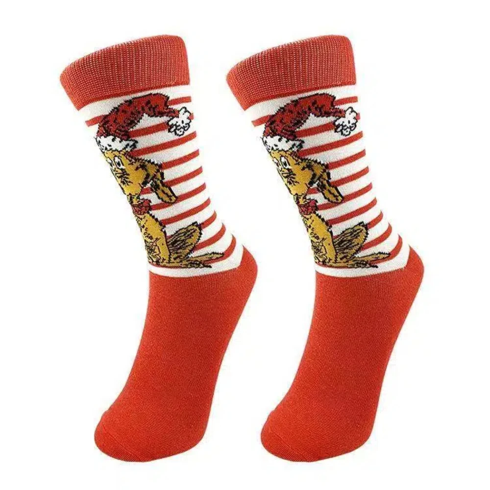 4 Paar zufällige, modische und lustige Damen-Baumwoll-Cartoon-Graffiti-Hohe Socken, Paar-Hip-Hop-Street-Sportsocken von hoher Qualität – Detail 8