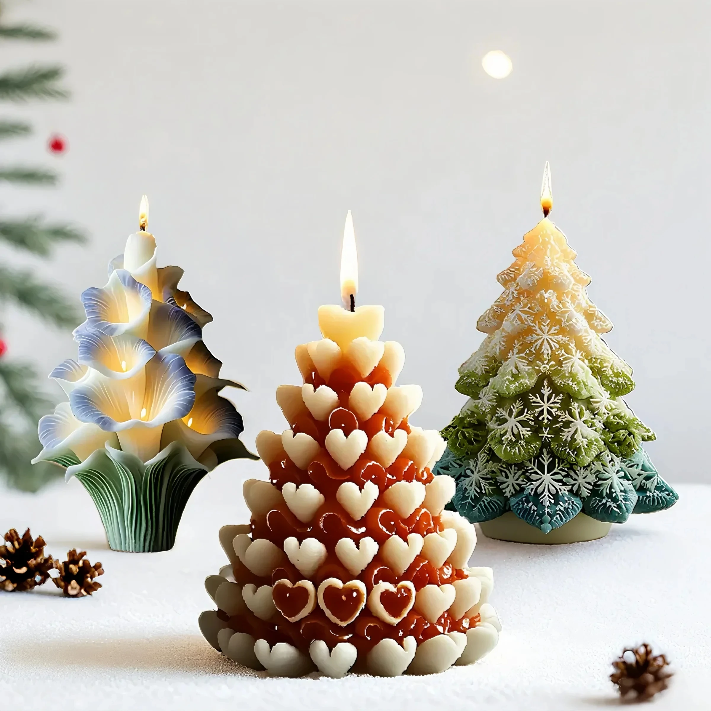 Creative 3D Christmas Tree Candles, Silicone Moulds, Modeling DIY Moulds, Cameo Modeling, Dipping Furnishings