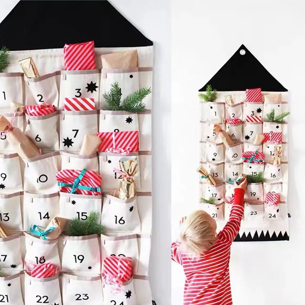 Cloth Convenient And Practical Multifunctional Advent Calendar Made With Canvas Easy To Gifts pink