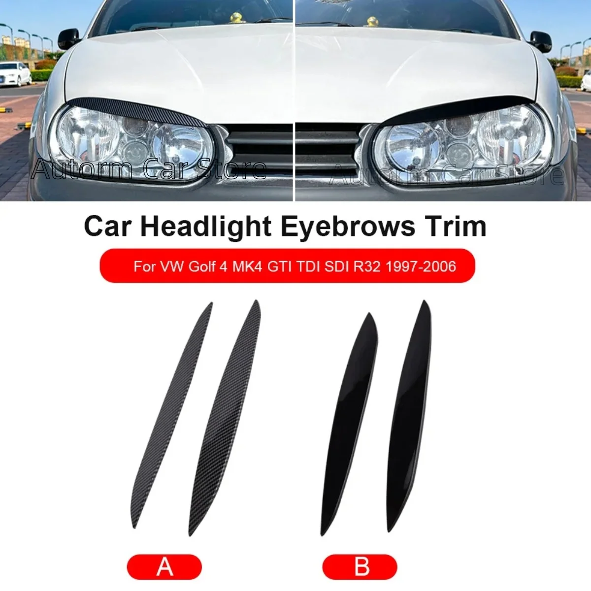 

Car Eyelid Front Headlight Eyebrow Cover Eye Lid Trim Sticker For Volkswagen For VW Golf 4 Mk4 Car Sticker 1997-2006
