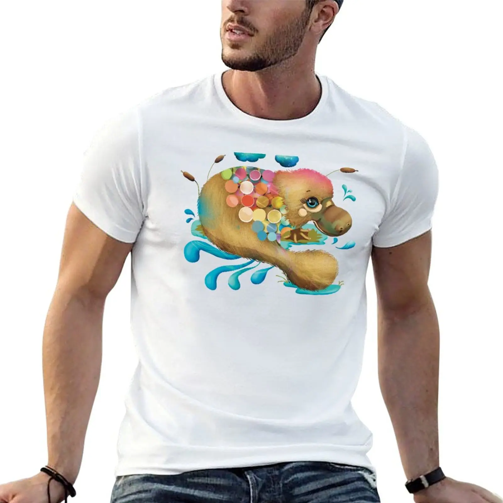 Spangled Platypus T-Shirt Soft Touch Basic Cotton T-Shirt