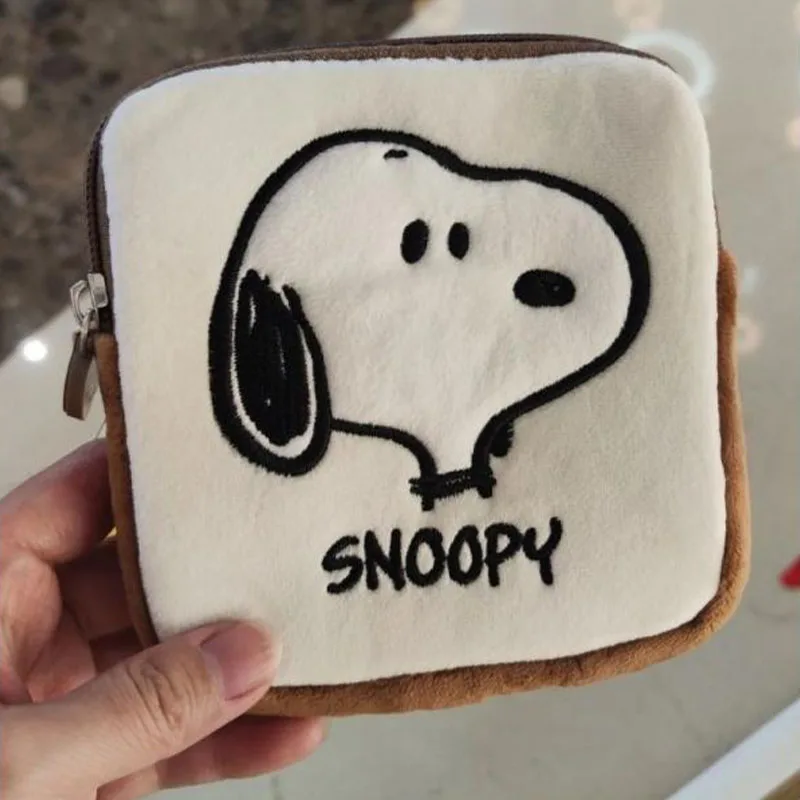 Bolso de mano de felpa de Snoopy Kawaii, monedero cuadrado pequeño, bolsa de almacenamiento portátil, dibujos animados originales, Anime, regalo de Navidad para niñas