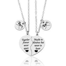 2 Pcs/Set Stainless Steel Pinky Promise Charm Heart Matching Necklaces For Couples Sisters Friends Gifts
