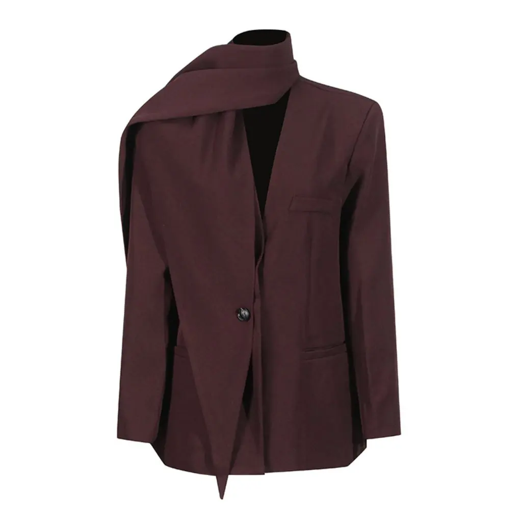 Women's High-End Blazer Loose Casual One-Button Suit with Ribbon Design for Autumn Fashion Trend