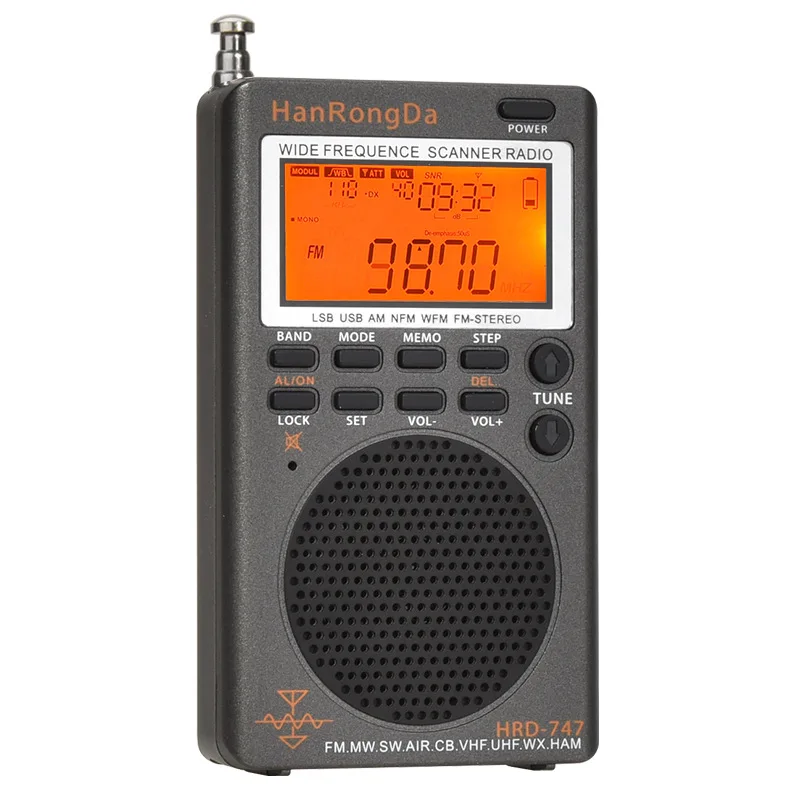 

Portable Full-band FM/MW/SW/AIR/CB Radio Digital Display Radio Off-road Enthusiast VHF/UHF Channel Reception HRD-747 Fm Radio