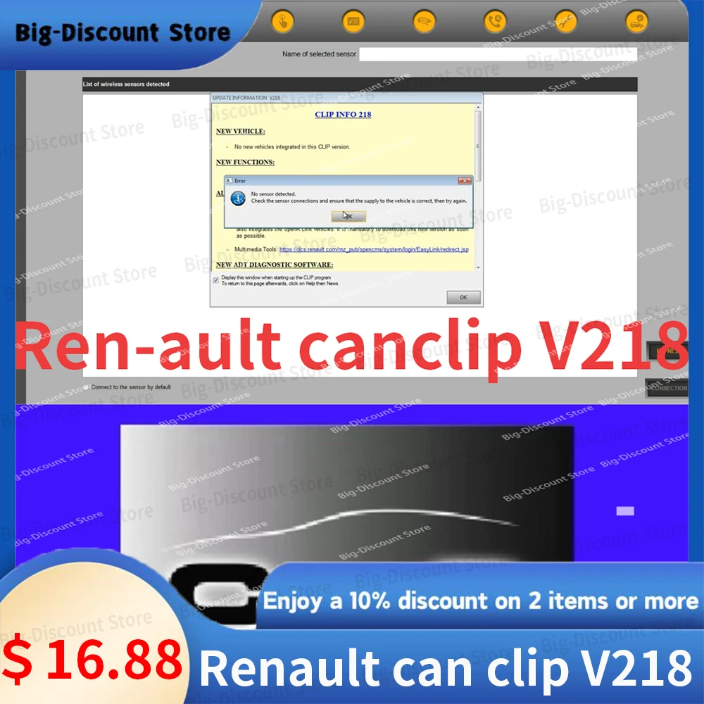 

For Ren-ault Can Clip V218 Lastest Cars Software With Keygen untill 2029 Reprogramming test measurements Multimeter CD