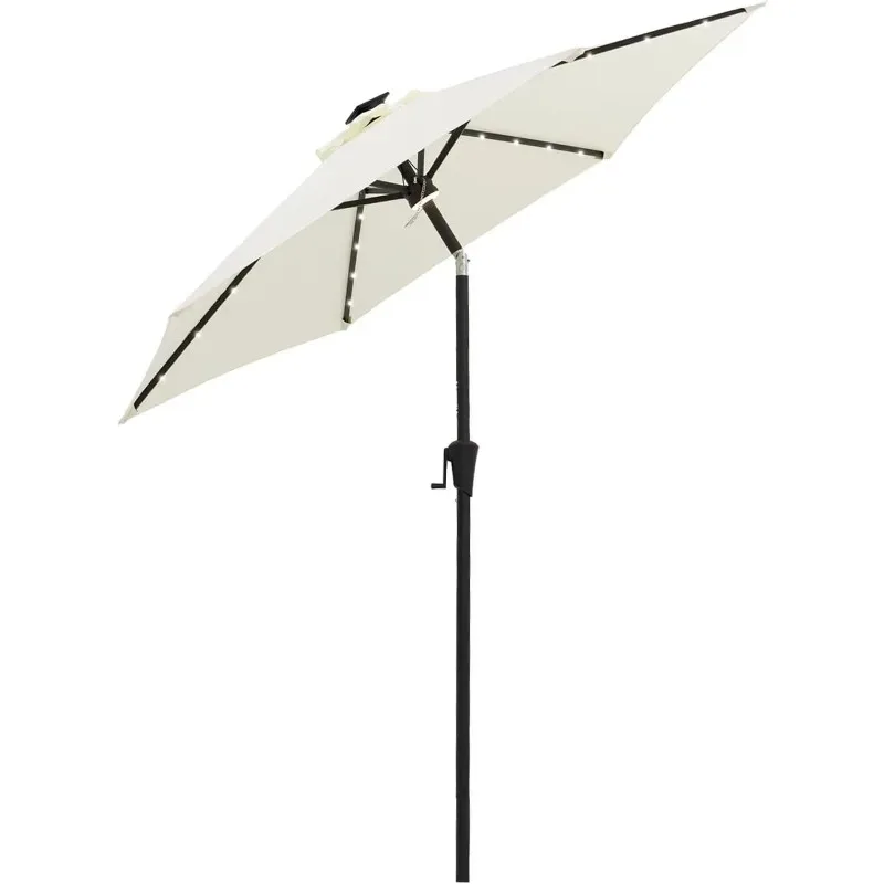 7.5 ft Solar Powered Outdoor Market Patio Table Umbrella with LED Lights and Tilt