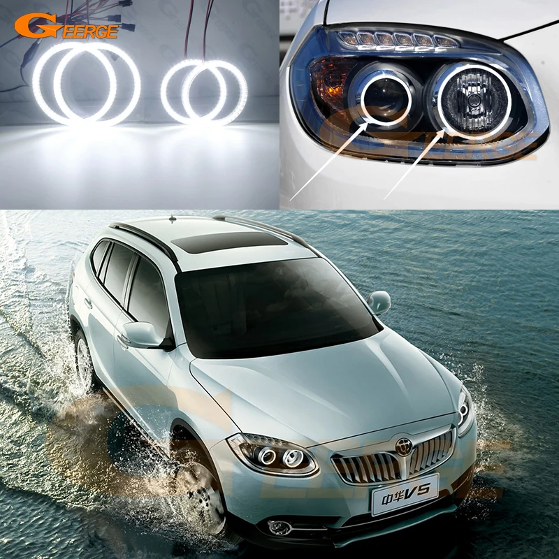 For Brilliance V5 2011 2012 2013 2014 Excellent Ultra Bright SMD LED Angel Eyes Halo Rings Kit Day Light