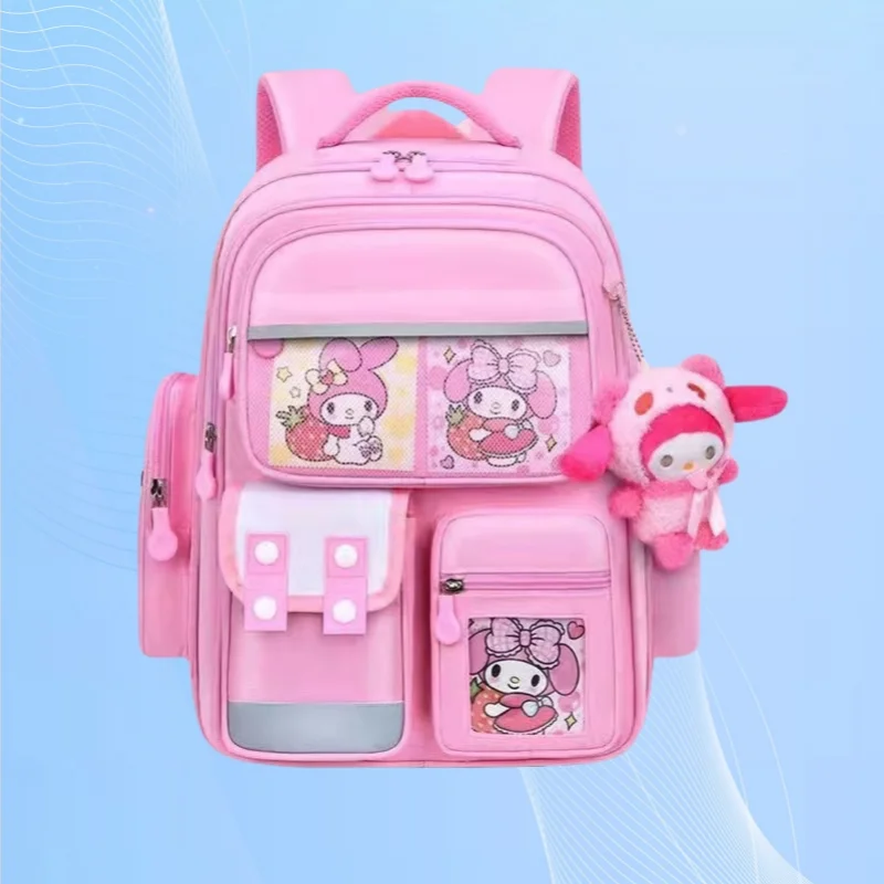 MINISO Senrio Kuromi student backpack Kawaii reduces burden, protects spine, children's backpack, cute cartoon boy and girl gift