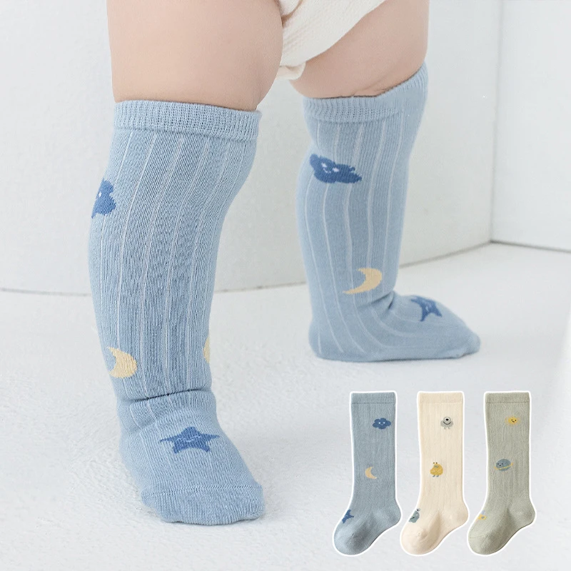 3Pairs/set Spring Autumn Knee High Long Loose Stockings Cute Baby Stitch Home Sleeping Socks for Children Newborn Accessories