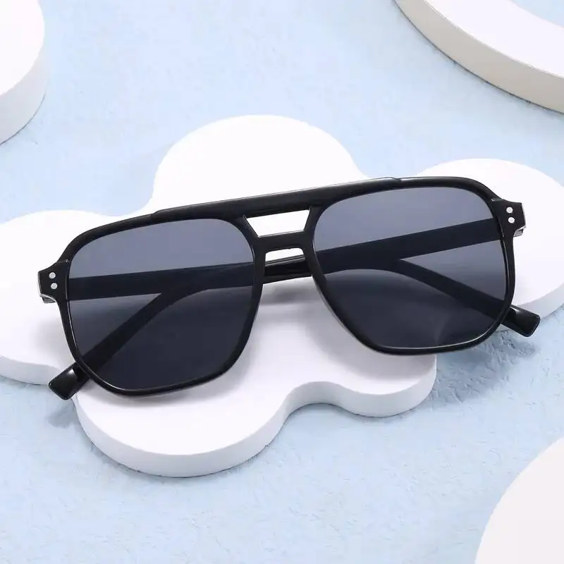 2026 Instagram Personalized Ocean Lens Glasses New Double Beam Fashionable And Simple, Large Frame Sunshade Sunglasses