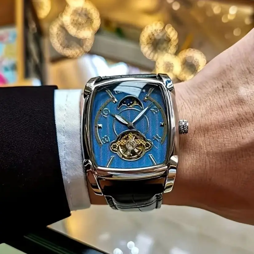 

Light Luxury Men's Watch, Fully Automatic Mechanical Watch, Luxury Brand Tourbillon Skeleton Mechanical Watch, Leather Strap, Luminous Watch