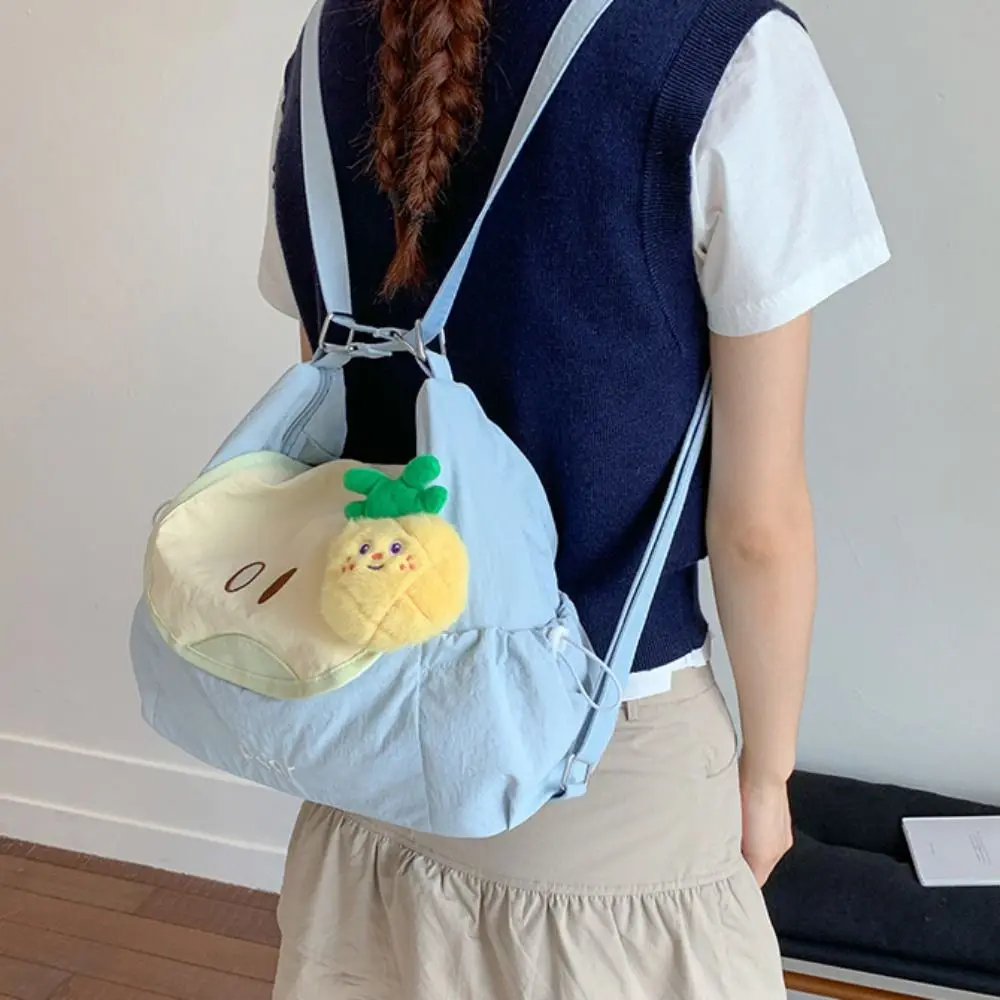 

Casual Dopamine Color Fruit Nylon Backpack Creative Large Capacity Cloth Messenger Bag Lightweight Tote Bag Book Bag Women