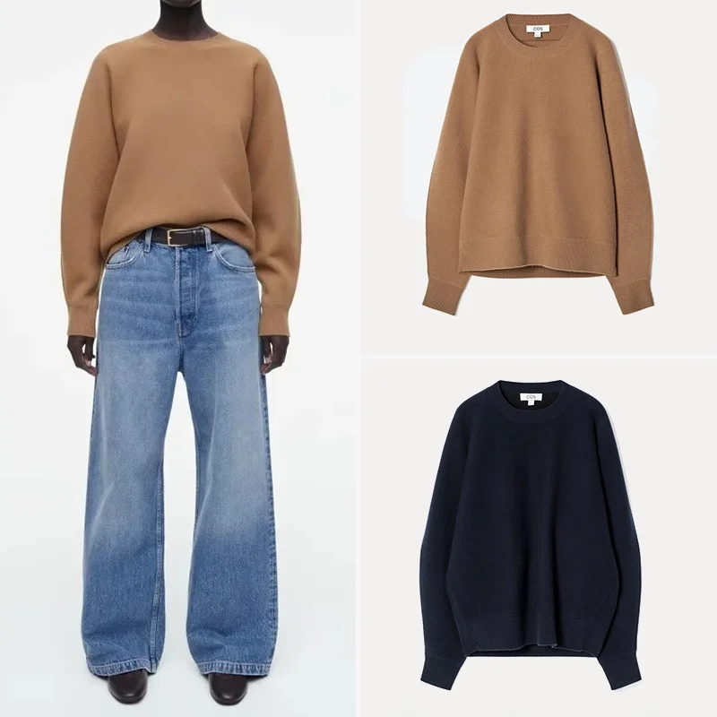 

Z женский повседневный трикотаж, круглый двусторонний шерстяной свитер, весна 2025, полиэфирное волокно Ele Quali