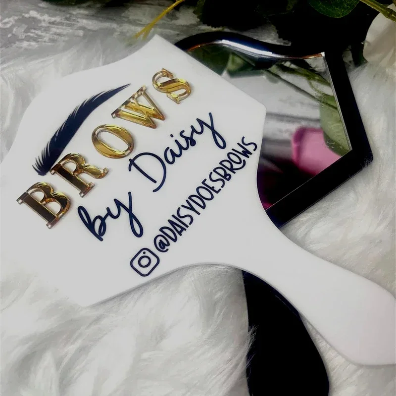 Eyebrow Technician Prop and Mirror Lash Tech Face Paddle Gift Lash Room Decor Handheld Mirror, Personalised Gift, Brows By