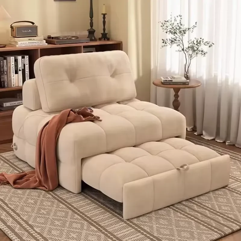 3-in-1 Modern Folding Lounge Sofa Bed Chair Convertible Sleeper Single Extendable Reclining Fabric Portable Living Room