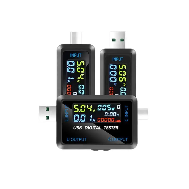 10 in 1 USB Type C Voltmeter Ammeter Capacity Tester DC 4.5-36V Portable Professional Tester for Electrical Circuit Debugging