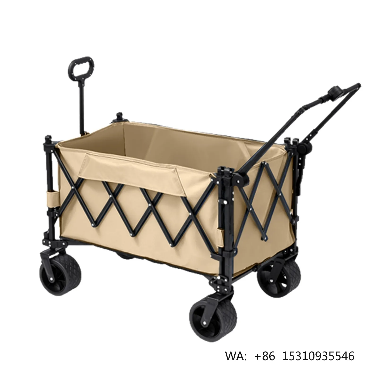 Compact Folding Camping Wagon with Push Pull Handle Heavy Duty Collapsible Utility Cart for Picnic Vending  Outdoor Gear