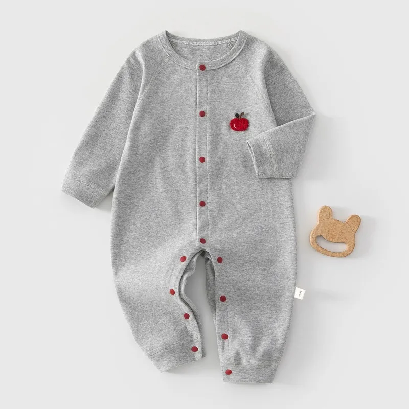 New Newborn Baby Bodysuit Long Sleeve Solid Color Rompers High-quality Pure Cotton Breathable Jumpsuit for 0-1Y Baby Girls Boys