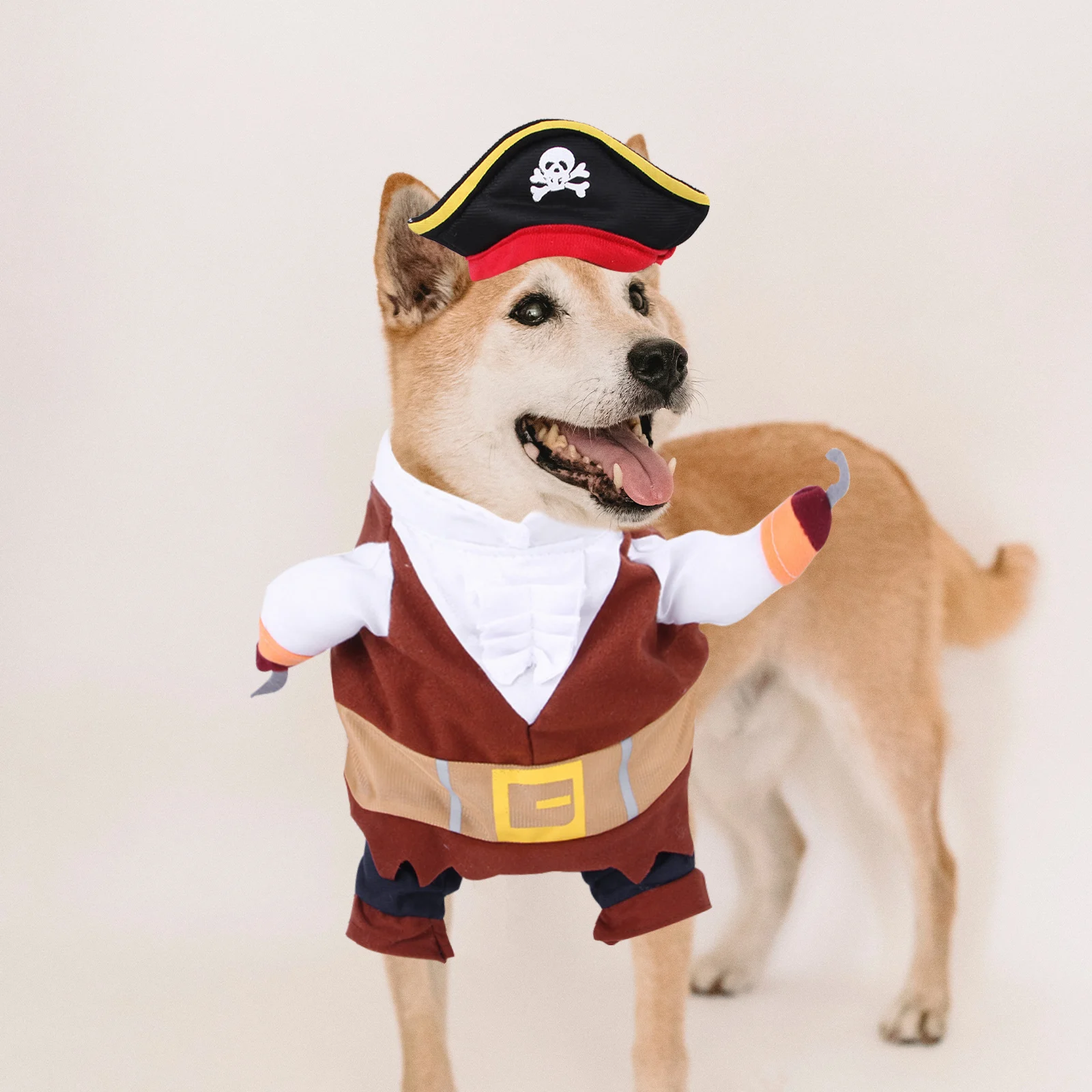 

1 set Pet Denim Suit Pirate Costume Halloween Clothes Small Size Breathable Comfortable Pet Clothes Dog Jacket Dog Coat