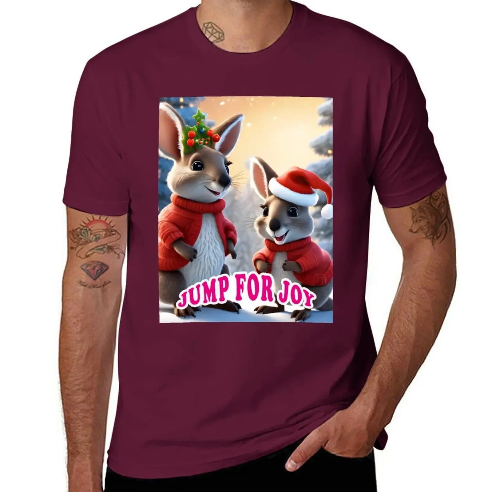 

New cute kangaroos, christmas T-Shirt boys t shirts graphics t shirt Oversized t-shirt T-shirt men