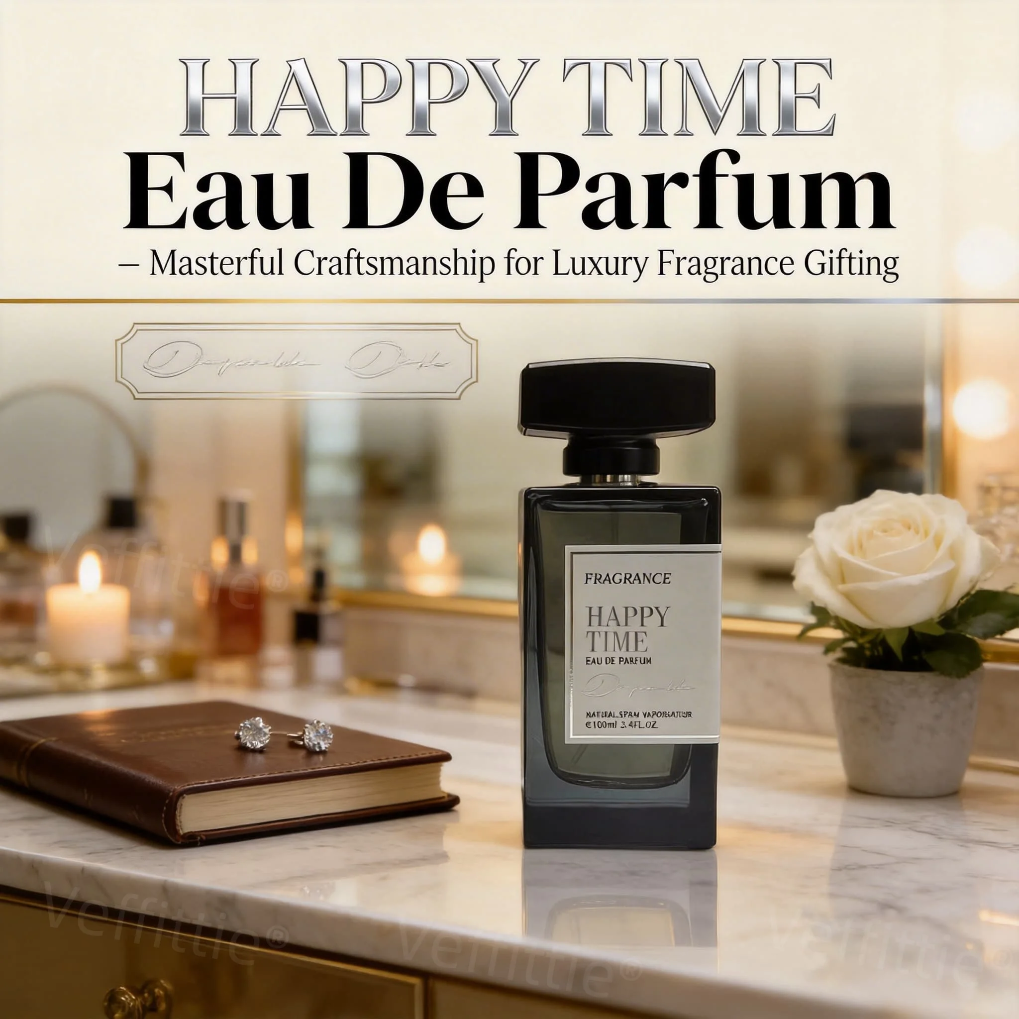 

Executive Gourmand Fruity Perfume 100ml, coconut bergamot top, jasmine rose mid, vanilla sandalwood base, all-day fresh scent