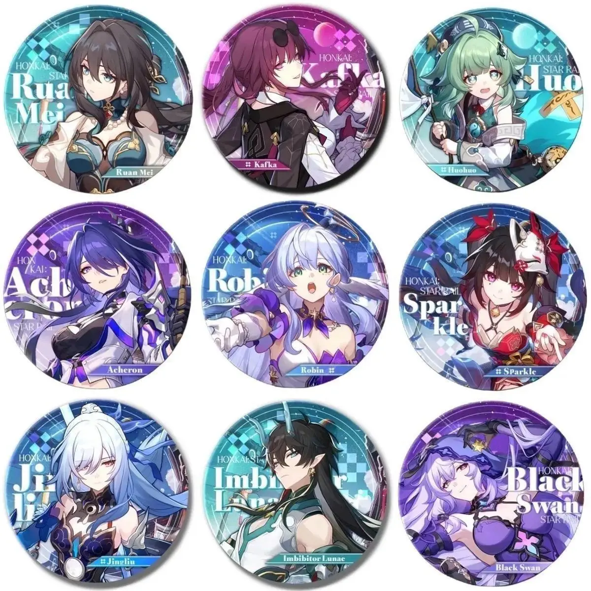 Honkai Star Rail Tinplate Badge Sparkle Black Swan Ruan Mei Kafka Cosplay Brooch Pin Goods