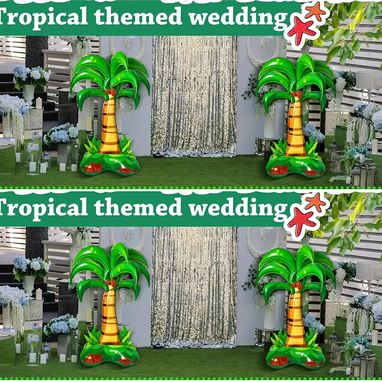 2pcs 49in Large Assembly Palm Tree Balloons Self-Sealing 3D Standing Inflatable Decorations for Hawaiian Luau Baby Shower